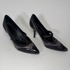 Tory Burch Everly High Heel Pumps Wingtip Design T-Strap Blue Purple Women 8